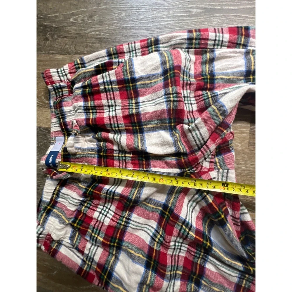 Old Navy Pajama Pants Mens Large Red White‎ Blue Plaid Drawstring Lounge Pockets